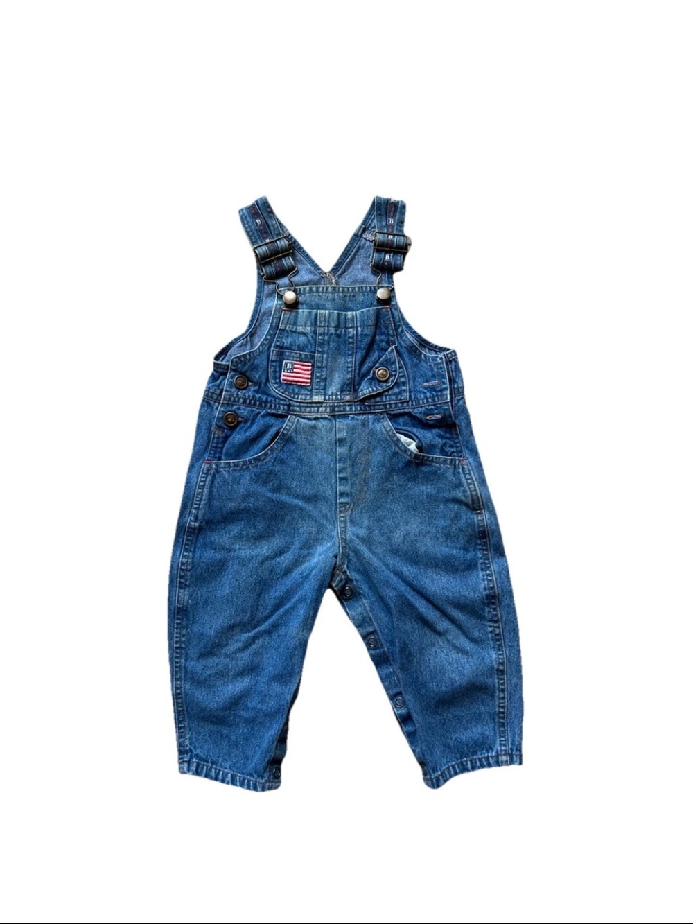 VTG Unbranded Infant Denim Overalls American Flag 12 Mos